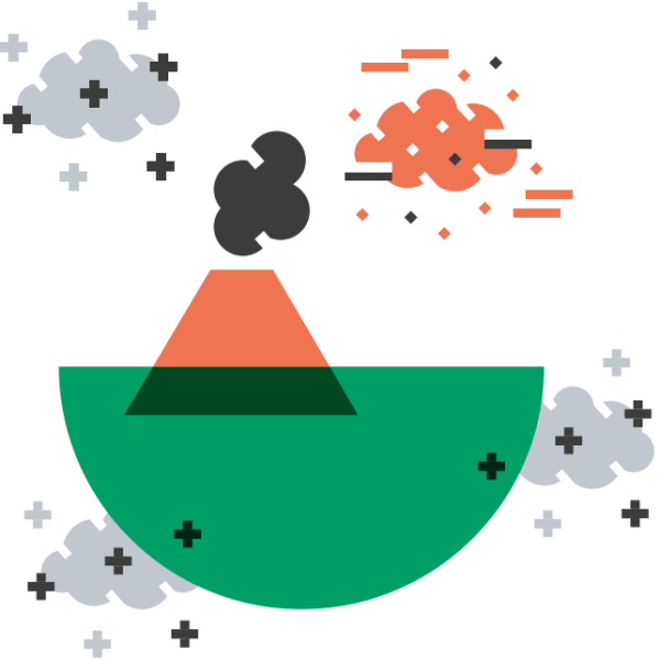Illustration représentant un ciel pollué de nuages et poussières diverses.